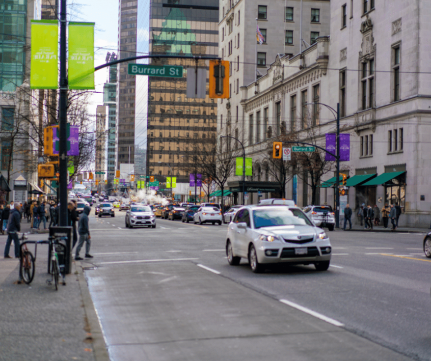Image of Vancouver intersection on Burrard Street.